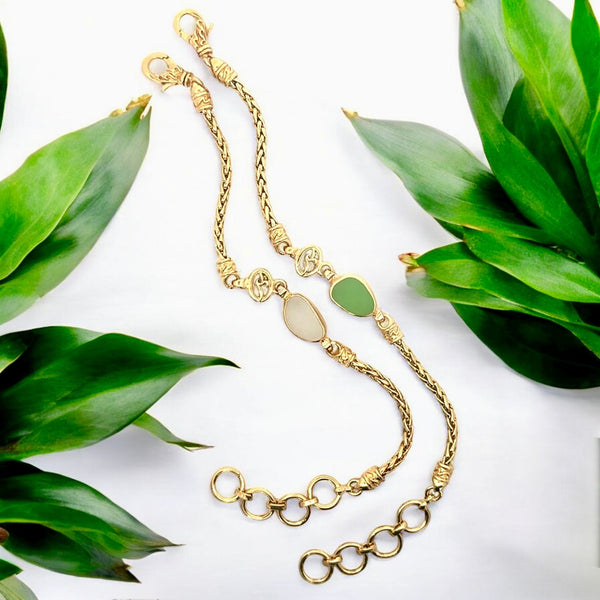 Common Sea Glass Gold Vermeil Dainty Link Bracelets - Ocean Soul