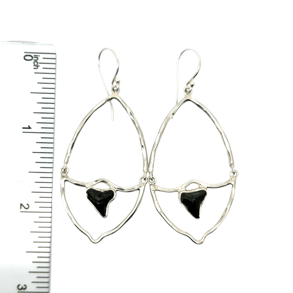 Fossilized Shark Tooth Almond Earrings - Ocean Soul