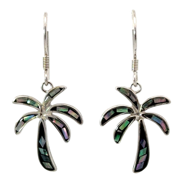 Mosaic Abalone Palm Tree Earrings - Ocean Soul