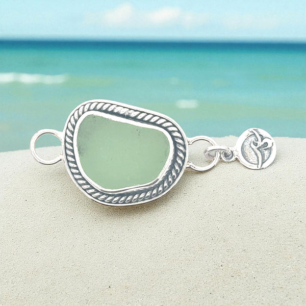 Sea Foam Sea Glass Rope Bezel Soul Center - Ocean Soul