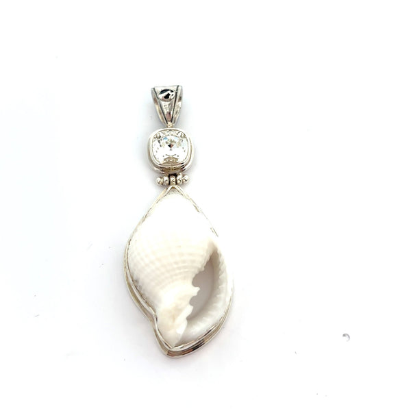 Grey Swarovski and Albino Nutmeg Pendant - Ocean Soul