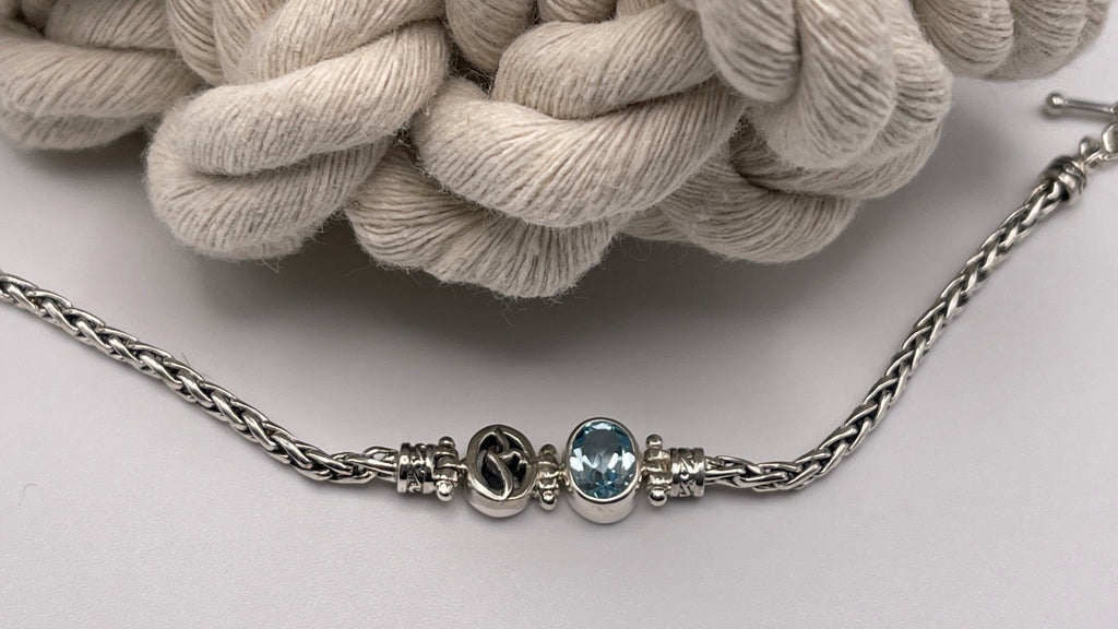 Oval Gemstone Dainty Adjustable Chain Bracelet - Ocean Soul