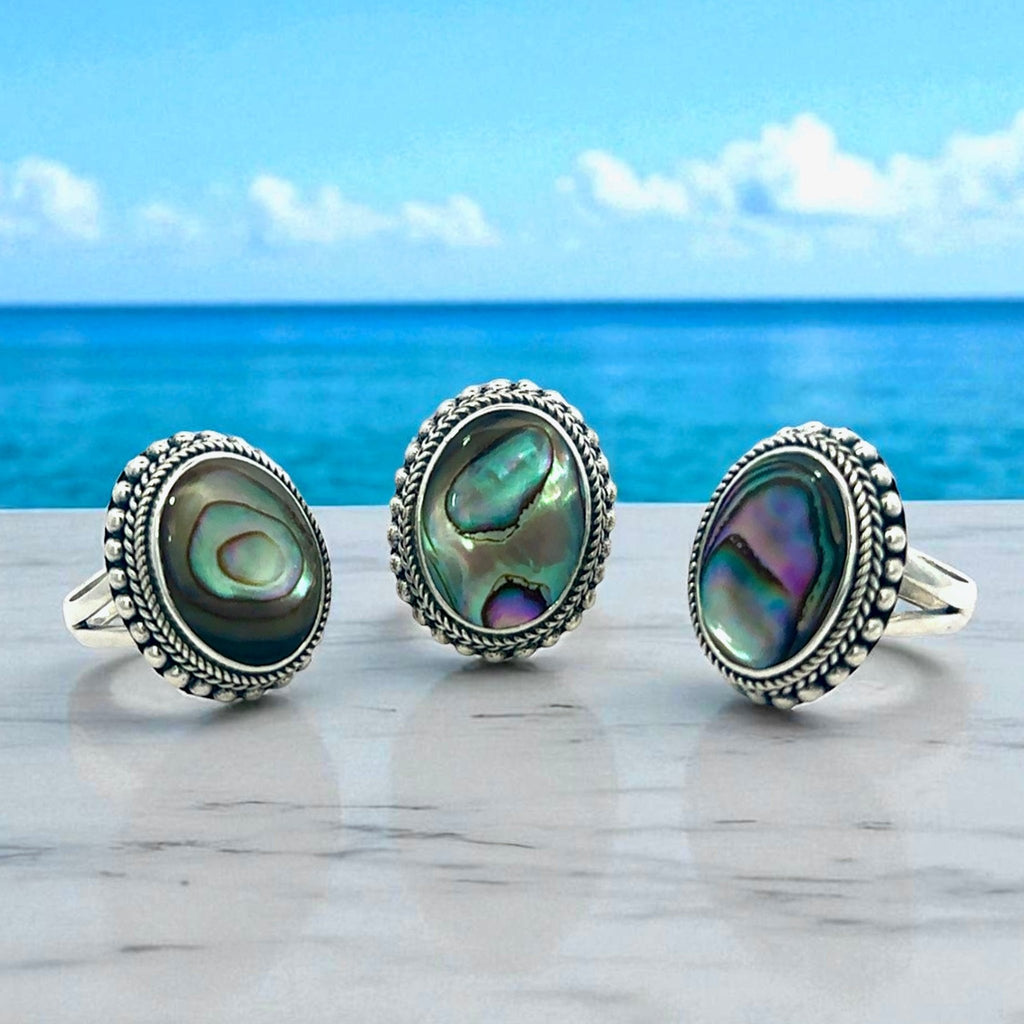 Abalone Shell Bali Statement Rings - Ocean Soul