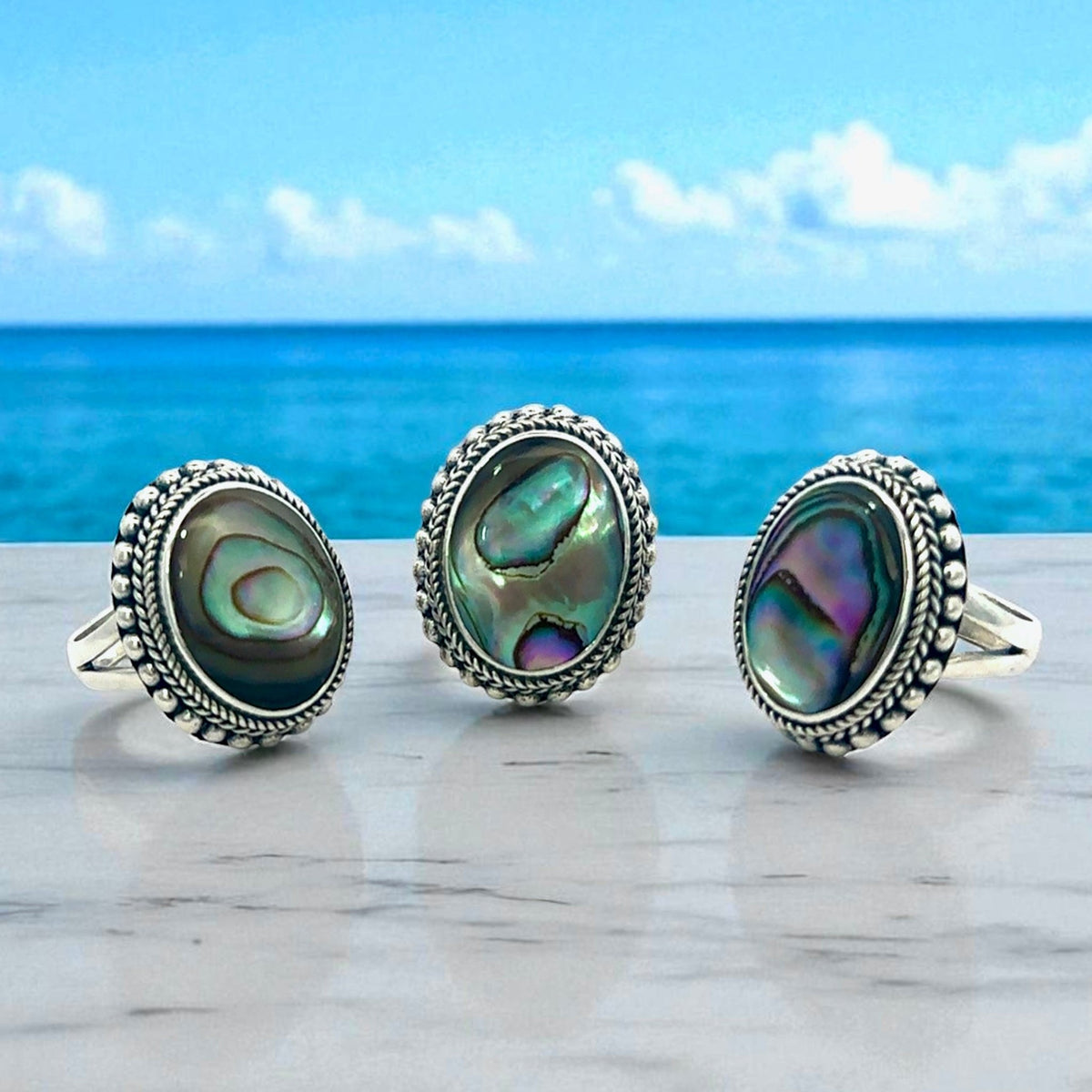 Shell Embedded Rings Ocean Soul