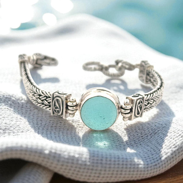 Aqua Marble on the Marco Adjustable Bracelet - Ocean Soul
