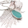 Aqua Sea Glass and Sea Fan Casted Bezel Pendant - Ocean Soul