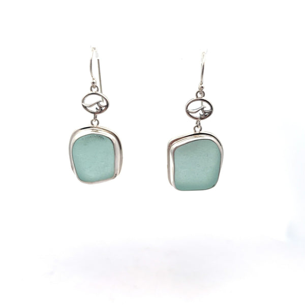 Aqua Sea Glass Earrings - Ocean Soul