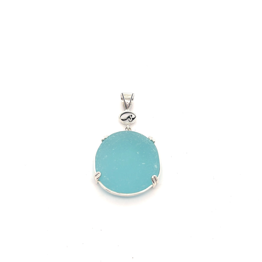 Aqua Sea Glass Pendant - Ocean Soul