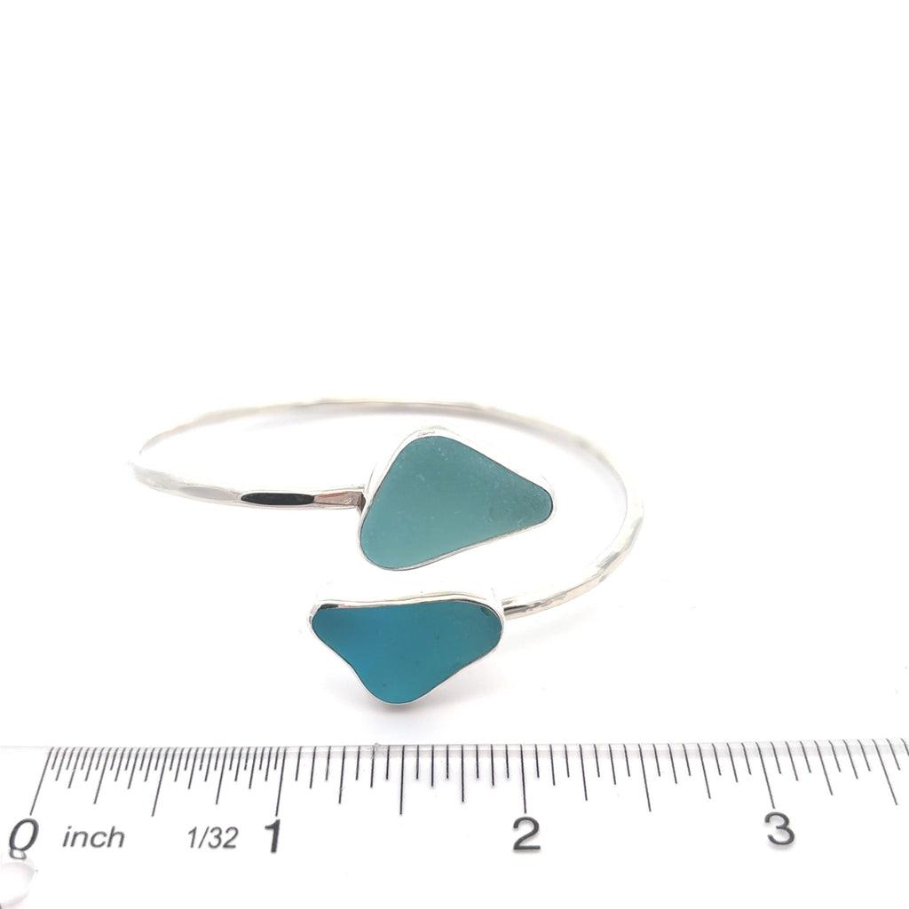 Aquamarine Sea Glass By-Pass Bracelet - Ocean Soul