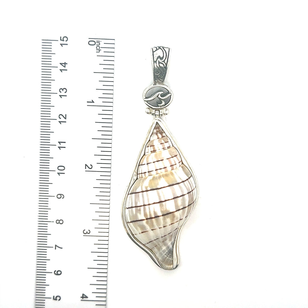 Banded Tulip OS Carved Bail Pendant - Ocean Soul