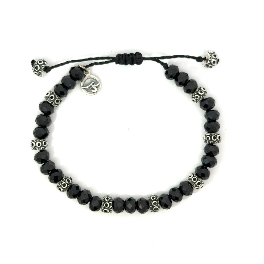 Black Spinel Adjustable Beaded Bracelet - Ocean Soul