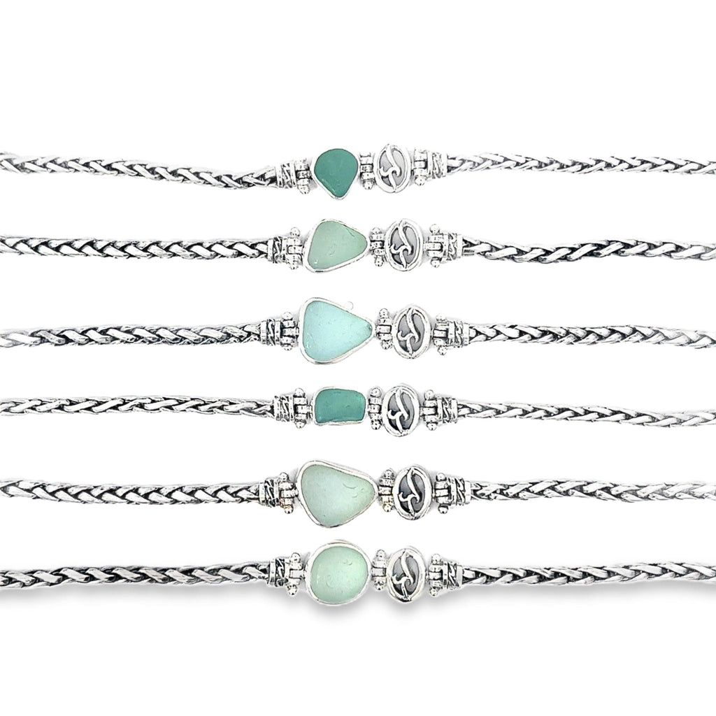 Blue Green Sea Glass Dainty Bracelets - Ocean Soul