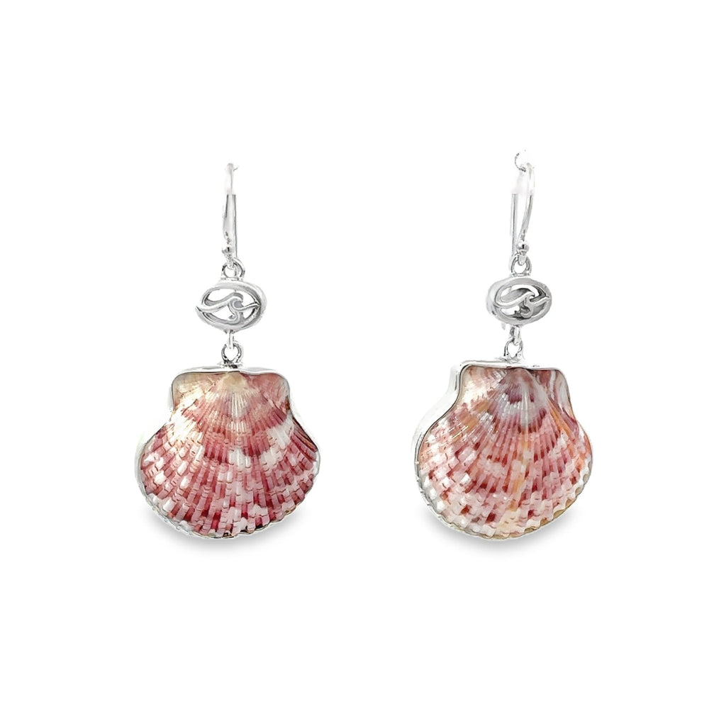 Calico Scallop Single Bezel Earrings - Ocean Soul