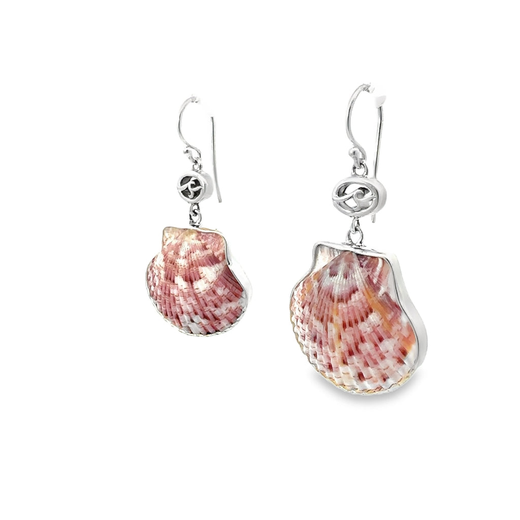 Calico Scallop Single Bezel Earrings - Ocean Soul