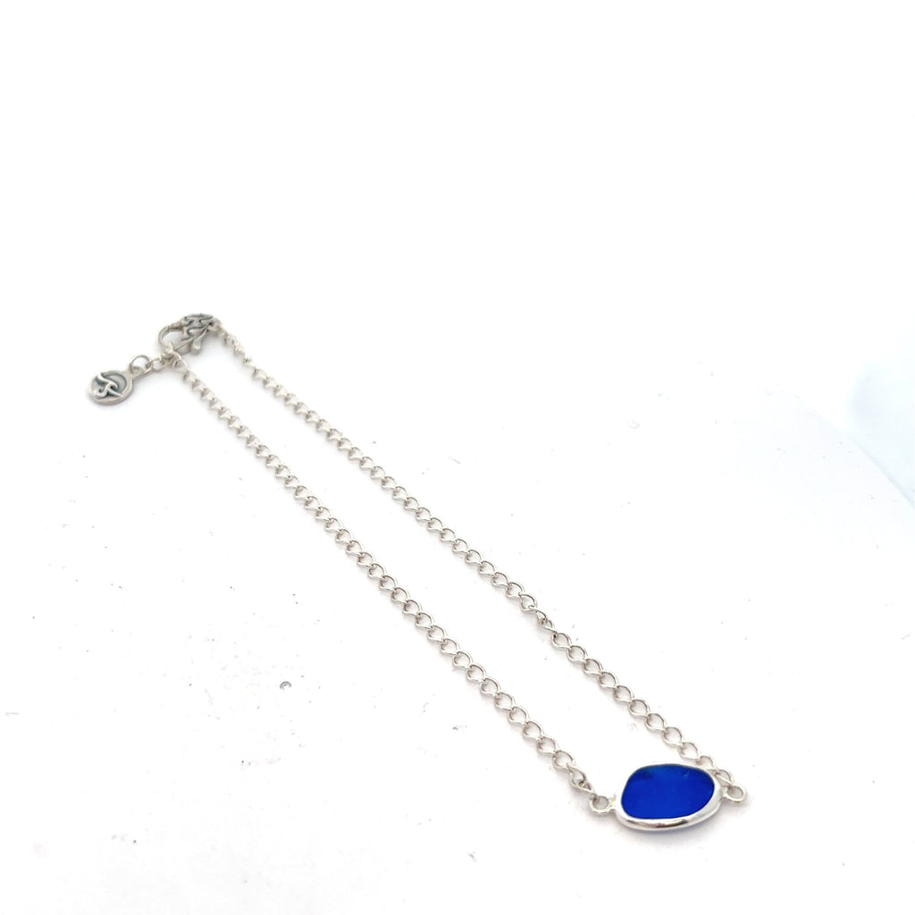 Cobalt Sea Glass Anklet - Ocean Soul