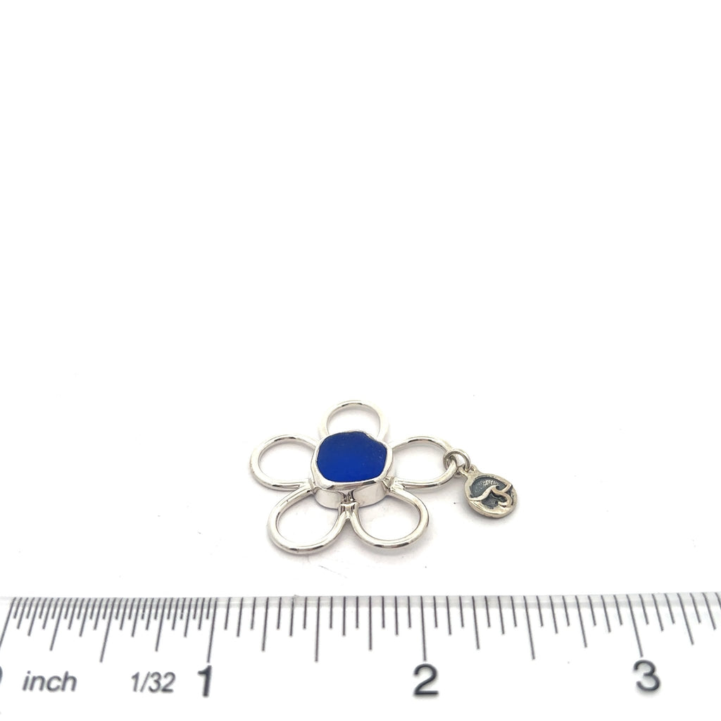 Cobalt Sea Glass Floating Flower Soul Center - Ocean Soul