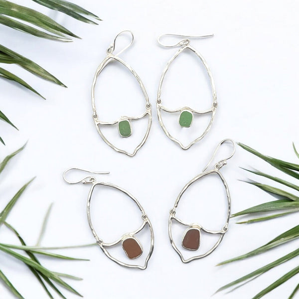Common Sea Glass Almond Shaped Earrings - Ocean Soul