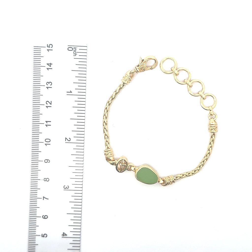 Common Sea Glass Gold Vermeil Dainty Link Bracelets - Ocean Soul