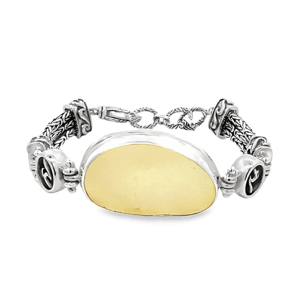 Extra Large Ultra Rare Yellow Seaglass Bracelet - Ocean Soul