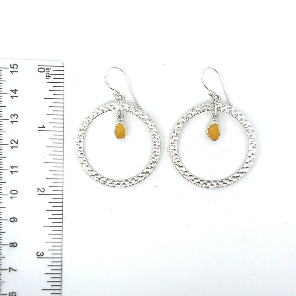 Extremely Rare Sea Glass Hammered O Earrings - Ocean Soul
