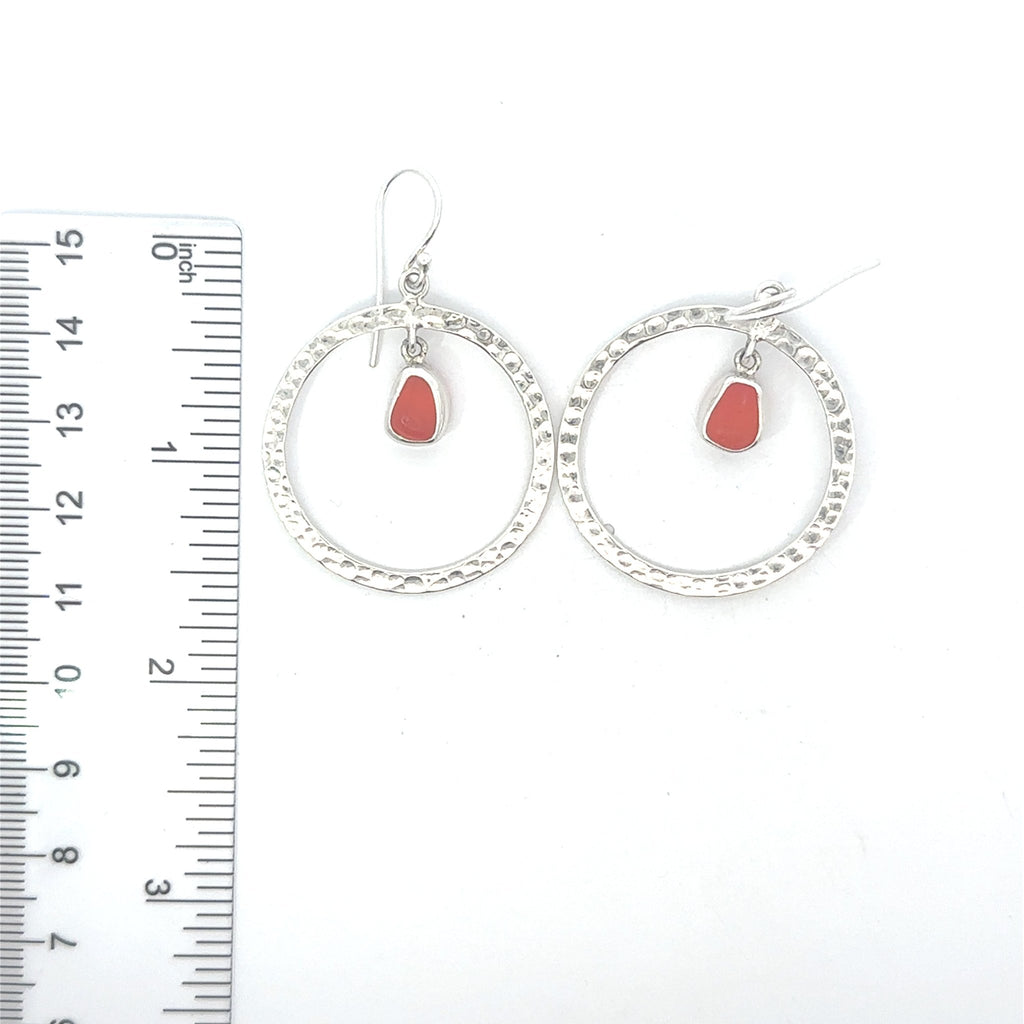 Extremely Rare Sea Glass Hammered O Earrings - Ocean Soul