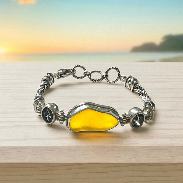 Extremely Rare Yellow Sea Glass Super Romano Bracelet - Ocean Soul