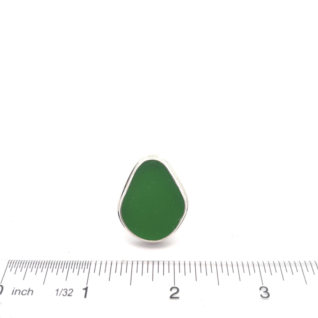 Green Sea Glass Statement Ring - Size 8 - Ocean Soul