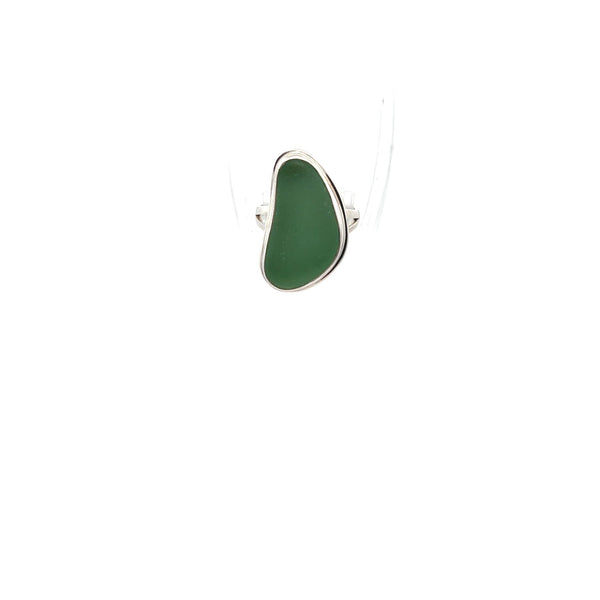 Green Sea Glass Statement Ring - Size 8 - Ocean Soul