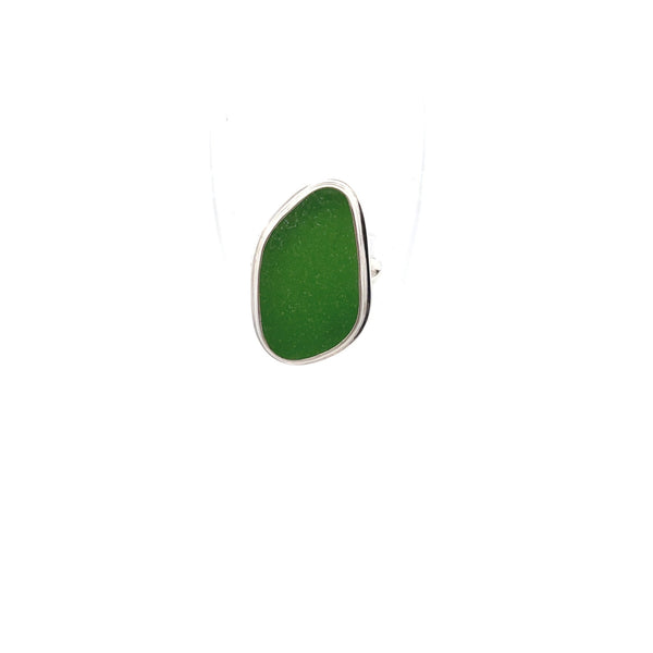 Green Sea Glass Statement Ring - Size 9 - Ocean Soul