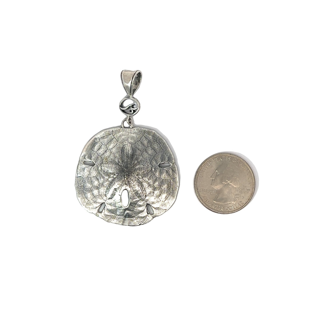 Large Silver Sand Dollar Pendant - Ocean Soul