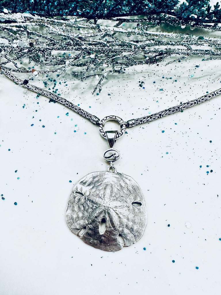 Large Silver Sand Dollar Pendant - Ocean Soul