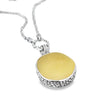 Large Yellow Sea Glass Pendant with Sea Fan Casted Bezel - Ocean Soul