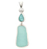 Larimar & Ultra Rare Sea Glass Pendant - Ocean Soul