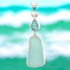 Larimar & Ultra Rare Sea Glass Pendant - Ocean Soul