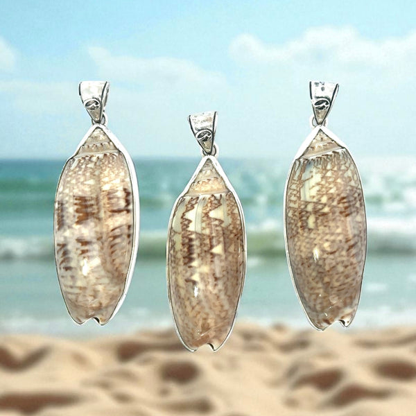 Lettered Olive Shell Pendant - Ocean Soul