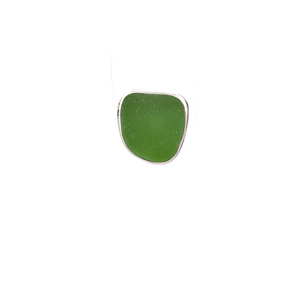 Lime Green Sea Glass Statement Ring - Size 8 - Ocean Soul
