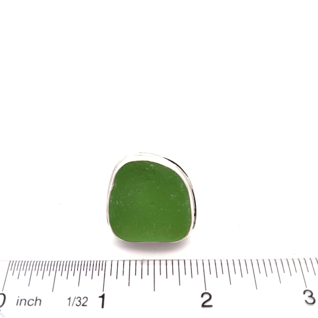 Lime Green Sea Glass Statement Ring - Size 8 - Ocean Soul