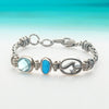 Marco Electric Blue Sea Glass and Swarovski on the Deluxe Romano Adjustable Bracelet - Ocean Soul