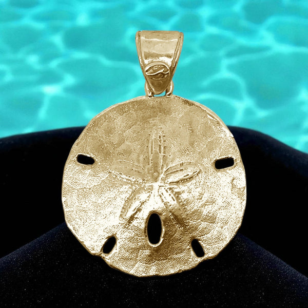 Medium Size Gold Vermeil Casted Sand Dollar Pendant - Ocean Soul