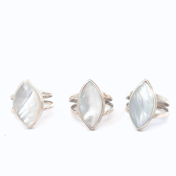 Mother Of Pearl Vesica Rings - Ocean Soul