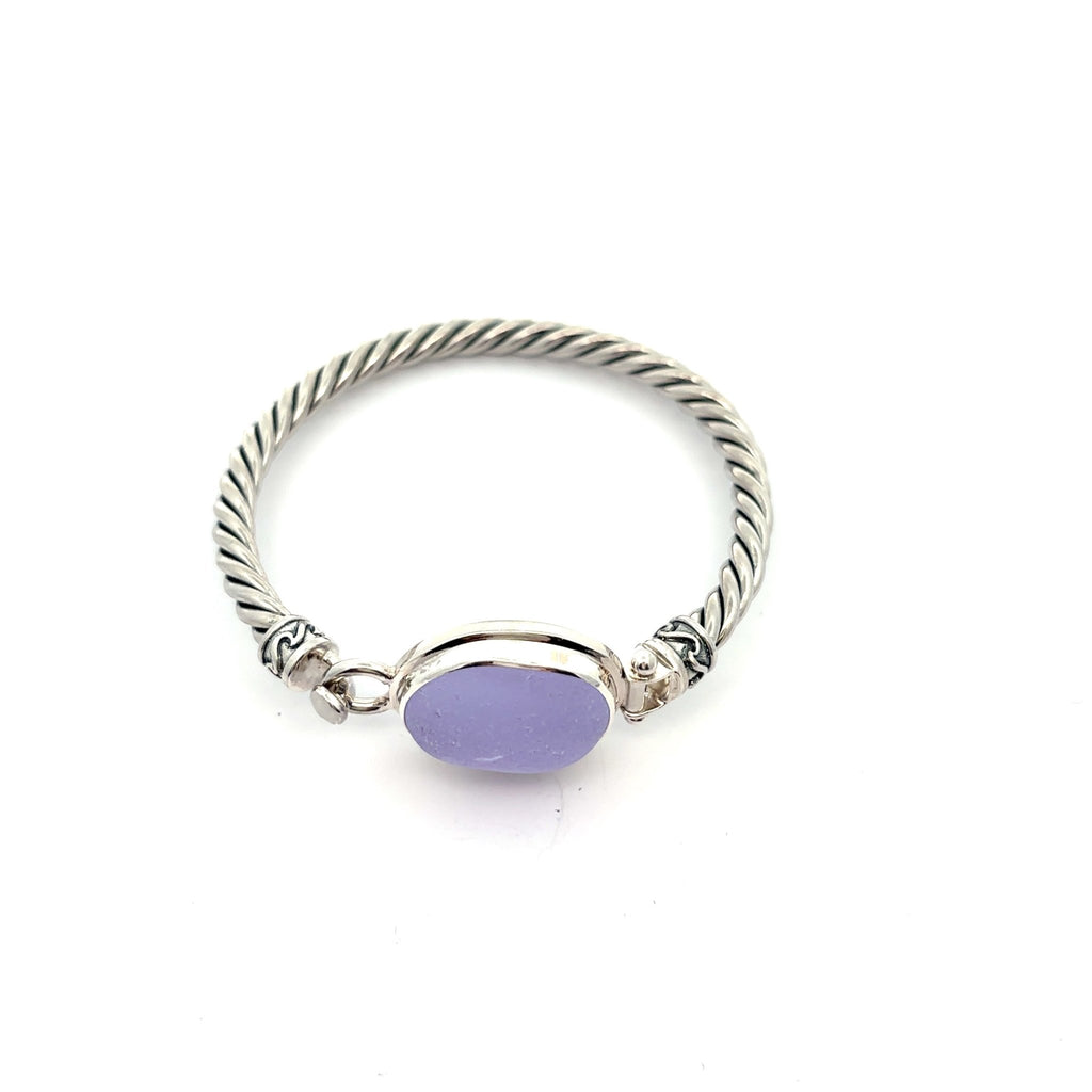 Neodymium Sea Glass Twisted Cuff Bracelet - Ocean Soul