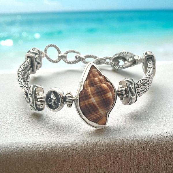 Nutmeg on the Triple Tigertail Bracelet - Ocean Soul