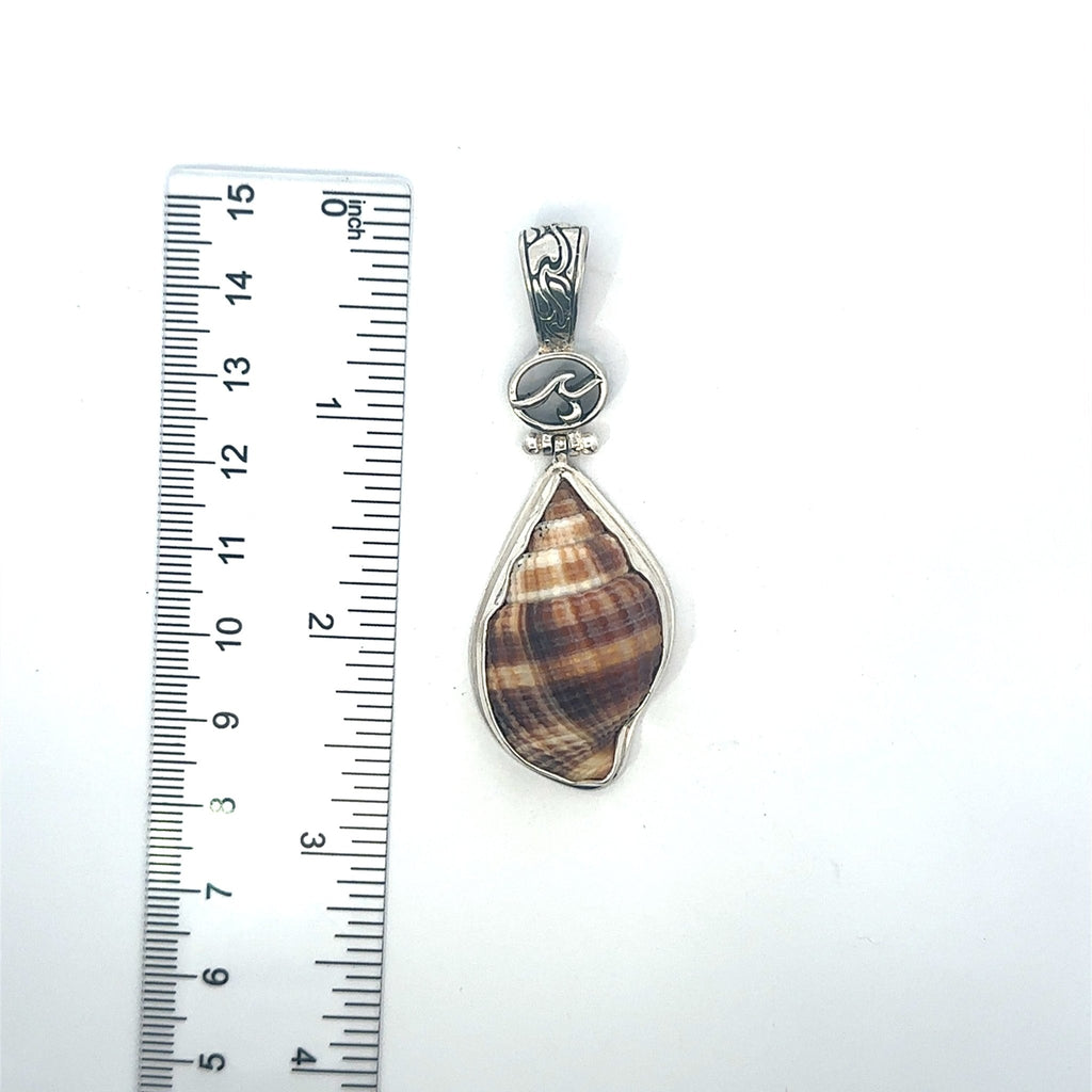Nutmeg Shell OS Carved Bail Pendant - Ocean Soul