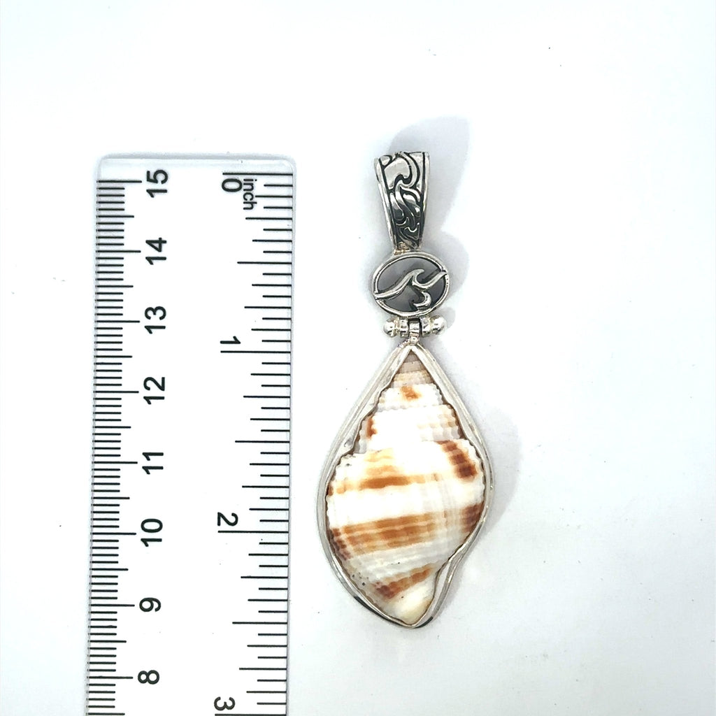 Nutmeg Shell OS Carved Bail Pendant - Ocean Soul
