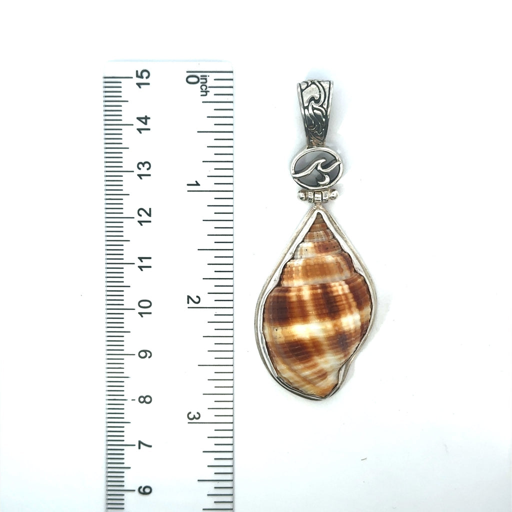 Nutmeg Shell OS Carved Bail Pendant - Ocean Soul