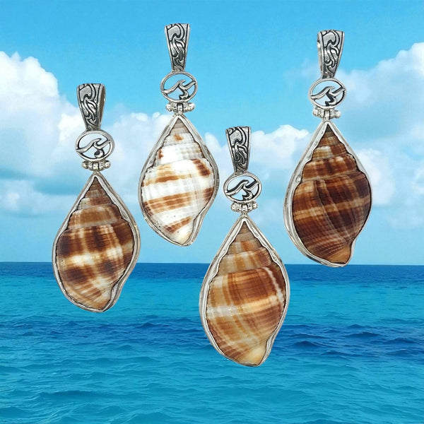 Nutmeg Shell OS Carved Bail Pendant - Ocean Soul