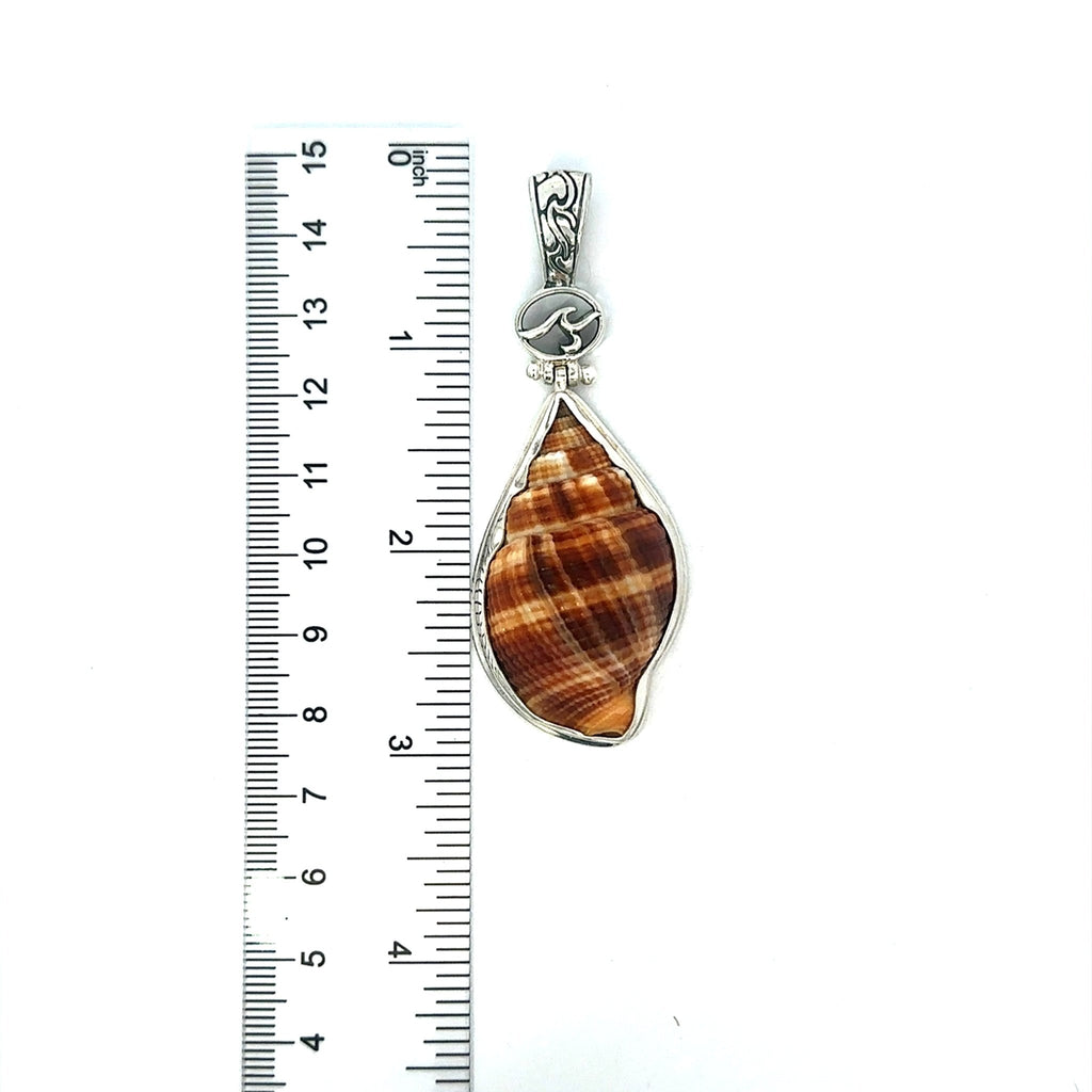 Nutmeg Shell OS Carved Bail Pendant - Ocean Soul