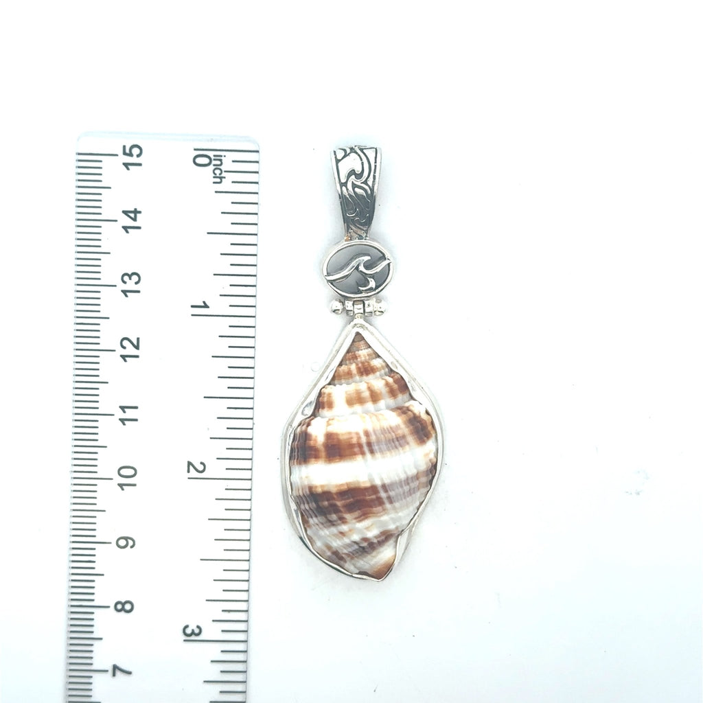 Nutmeg Shell OS Carved Bail Pendant - Ocean Soul