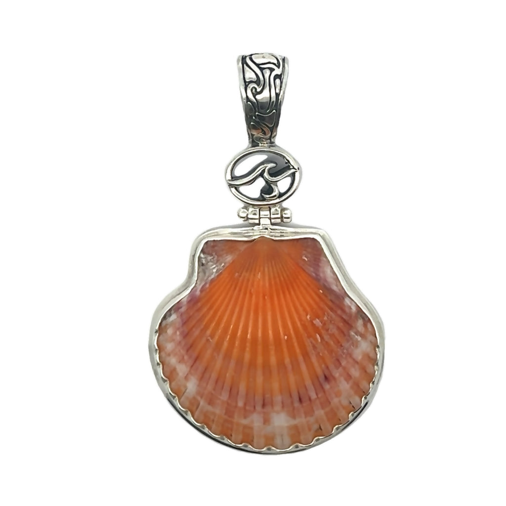 Orange Callico Scallop Necklace Pendant - Ocean Soul