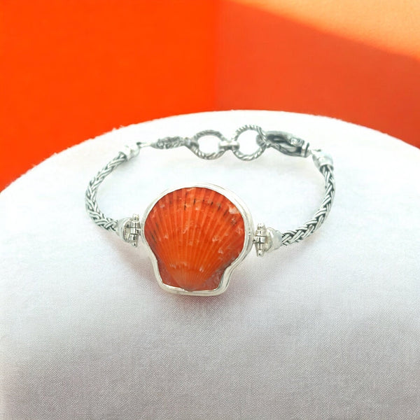 Orange Scallop Adjustable Romano Bracelet - Ocean Soul